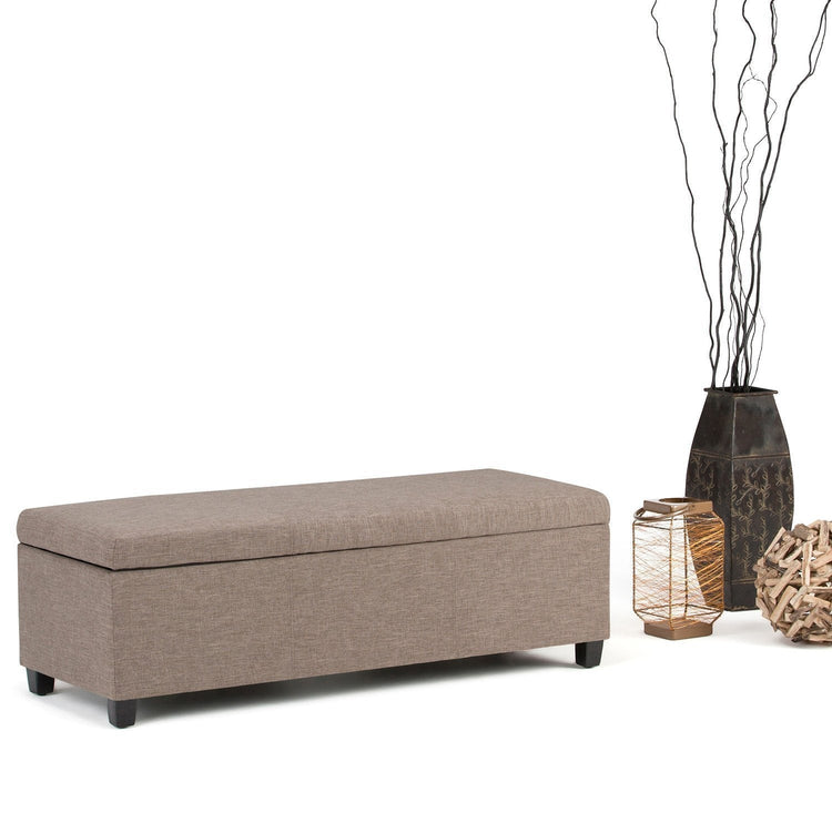 Fawn Brown Linen Style Fabric | Avalon Storage Ottoman in Linen