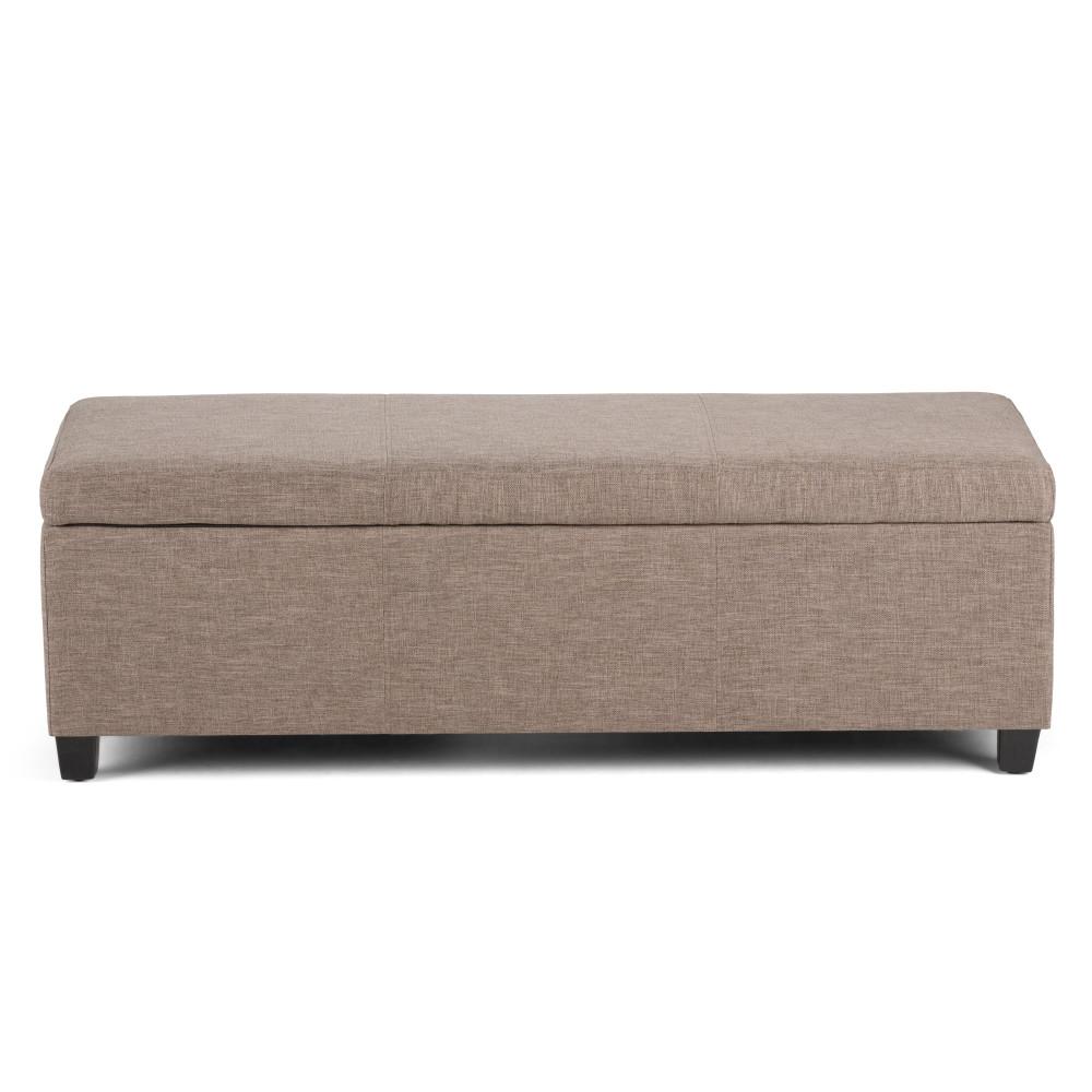 Fawn Brown Linen Style Fabric | Avalon Storage Ottoman in Linen