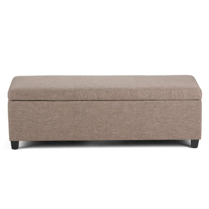 Fawn Brown Linen Style Fabric | Avalon Storage Ottoman in Linen