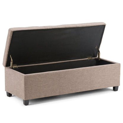 Fawn Brown Linen Style Fabric | Avalon Storage Ottoman in Linen