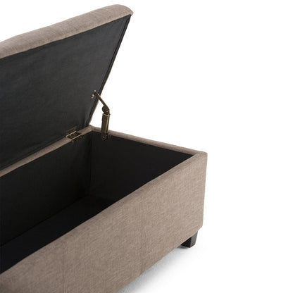 Fawn Brown Linen Style Fabric | Avalon Storage Ottoman in Linen