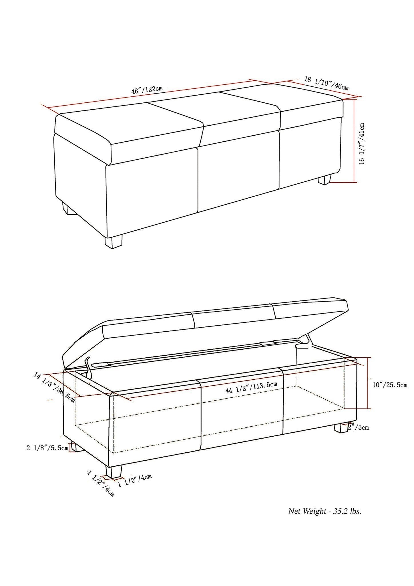 Fawn Brown Linen Style Fabric | Avalon Storage Ottoman in Linen