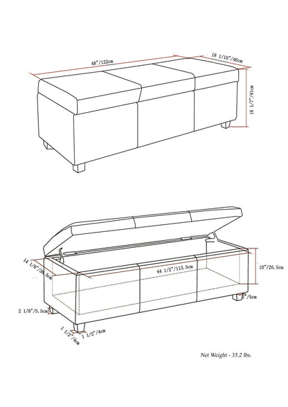 Fawn Brown Linen Style Fabric | Avalon Storage Ottoman in Linen