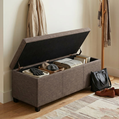 Fawn Brown Linen Style Fabric | Avalon Storage Ottoman in Linen