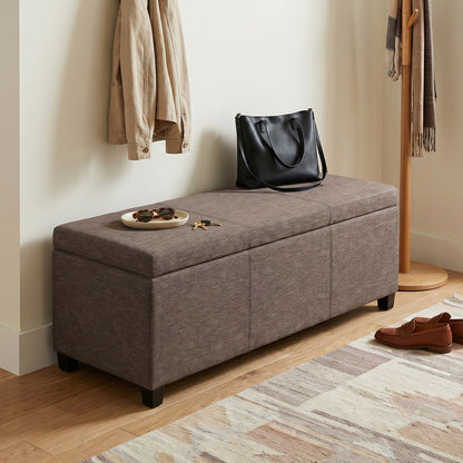 Fawn Brown Linen Style Fabric | Avalon Storage Ottoman in Linen