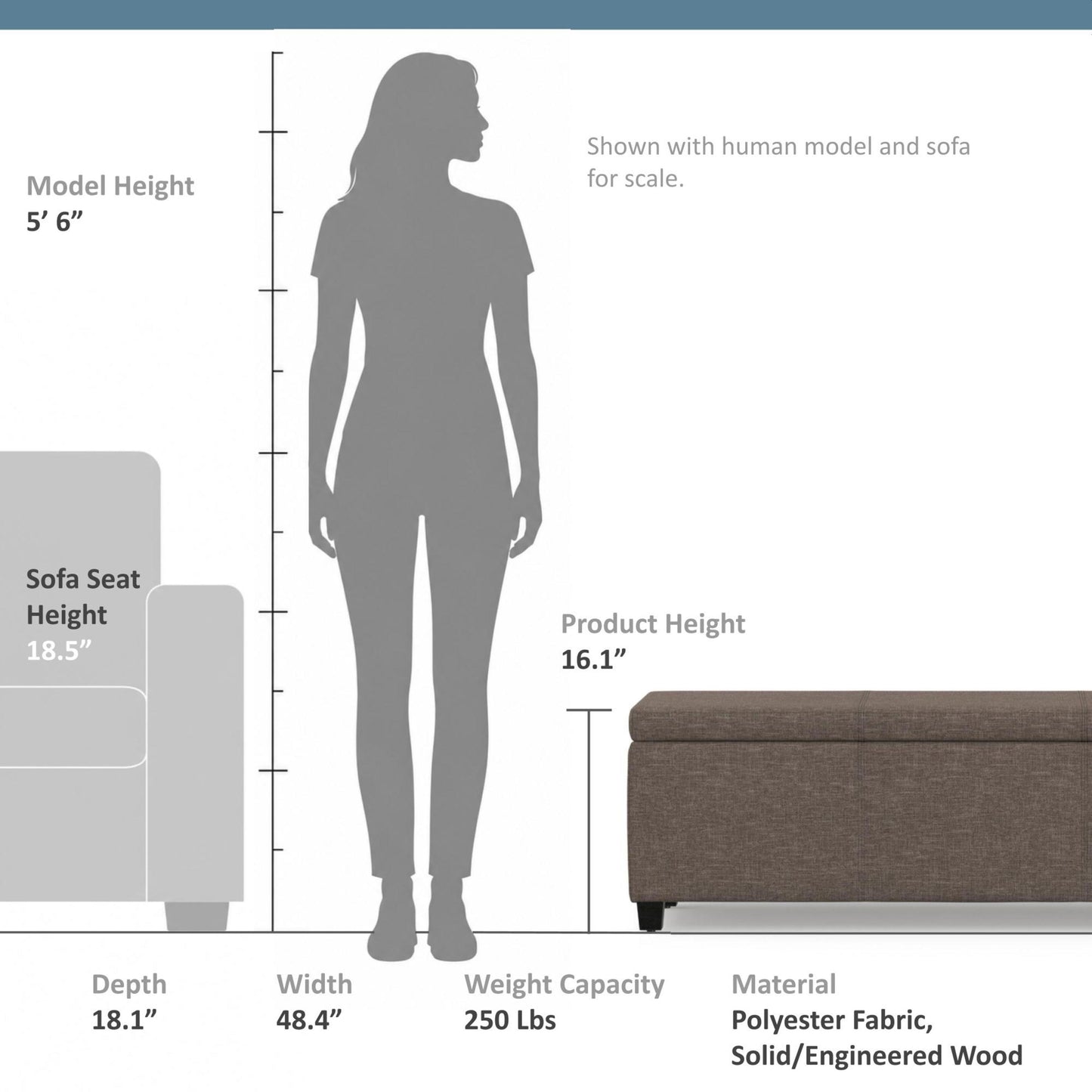 Fawn Brown Linen Style Fabric | Avalon Storage Ottoman in Linen