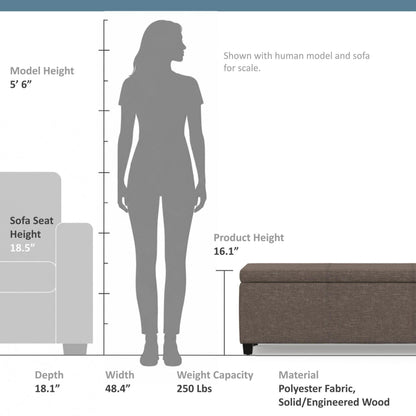 Fawn Brown Linen Style Fabric | Avalon Storage Ottoman in Linen