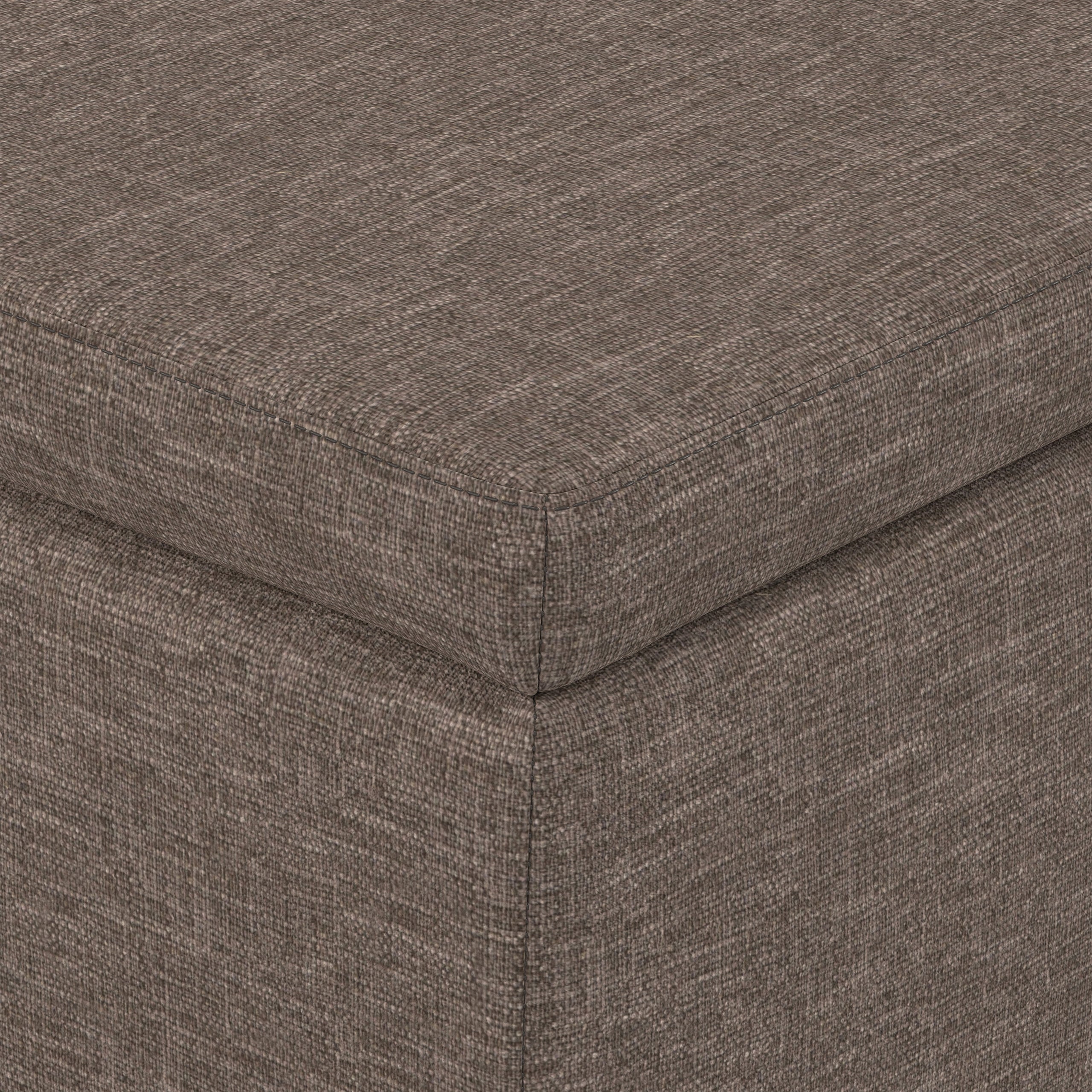 Fawn Brown Linen Style Fabric | Avalon Storage Ottoman in Linen