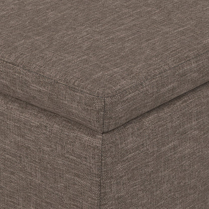 Fawn Brown Linen Style Fabric | Avalon Storage Ottoman in Linen