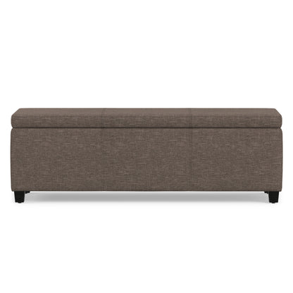 Fawn Brown Linen Style Fabric | Avalon Storage Ottoman in Linen