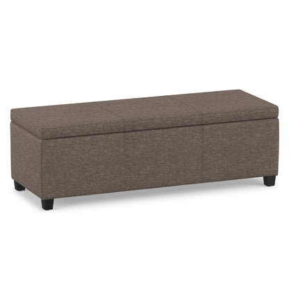 Fawn Brown Linen Style Fabric | Avalon Storage Ottoman in Linen