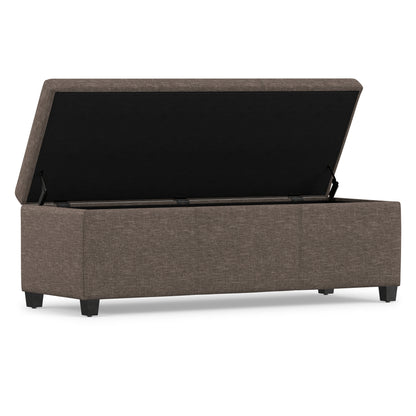 Fawn Brown Linen Style Fabric | Avalon Storage Ottoman in Linen