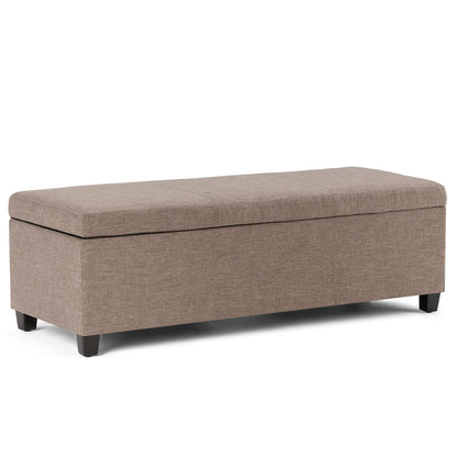 Fawn Brown Linen Style Fabric | Avalon Storage Ottoman in Linen