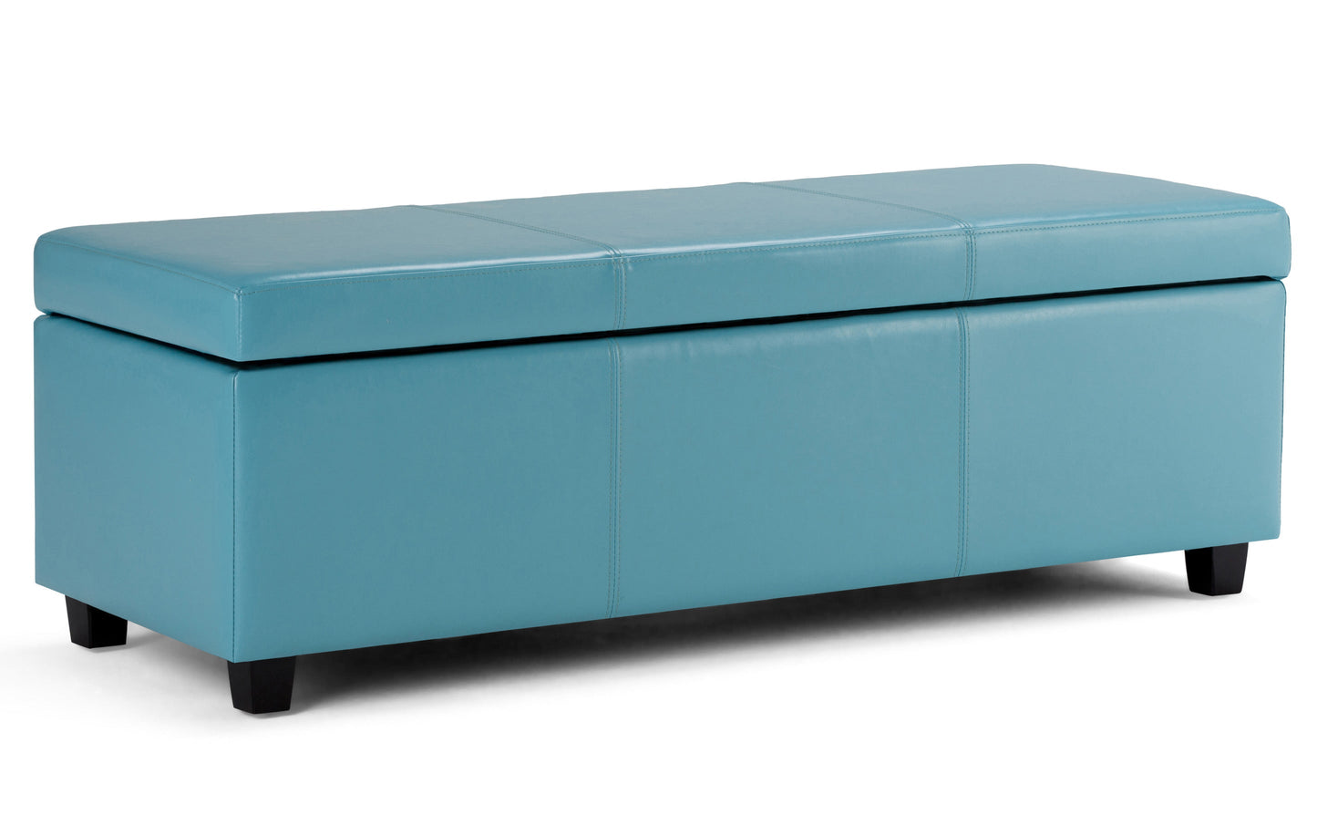 Soft Blue Vegan Leather | Avalon Storage Ottoman in Vegan Leather