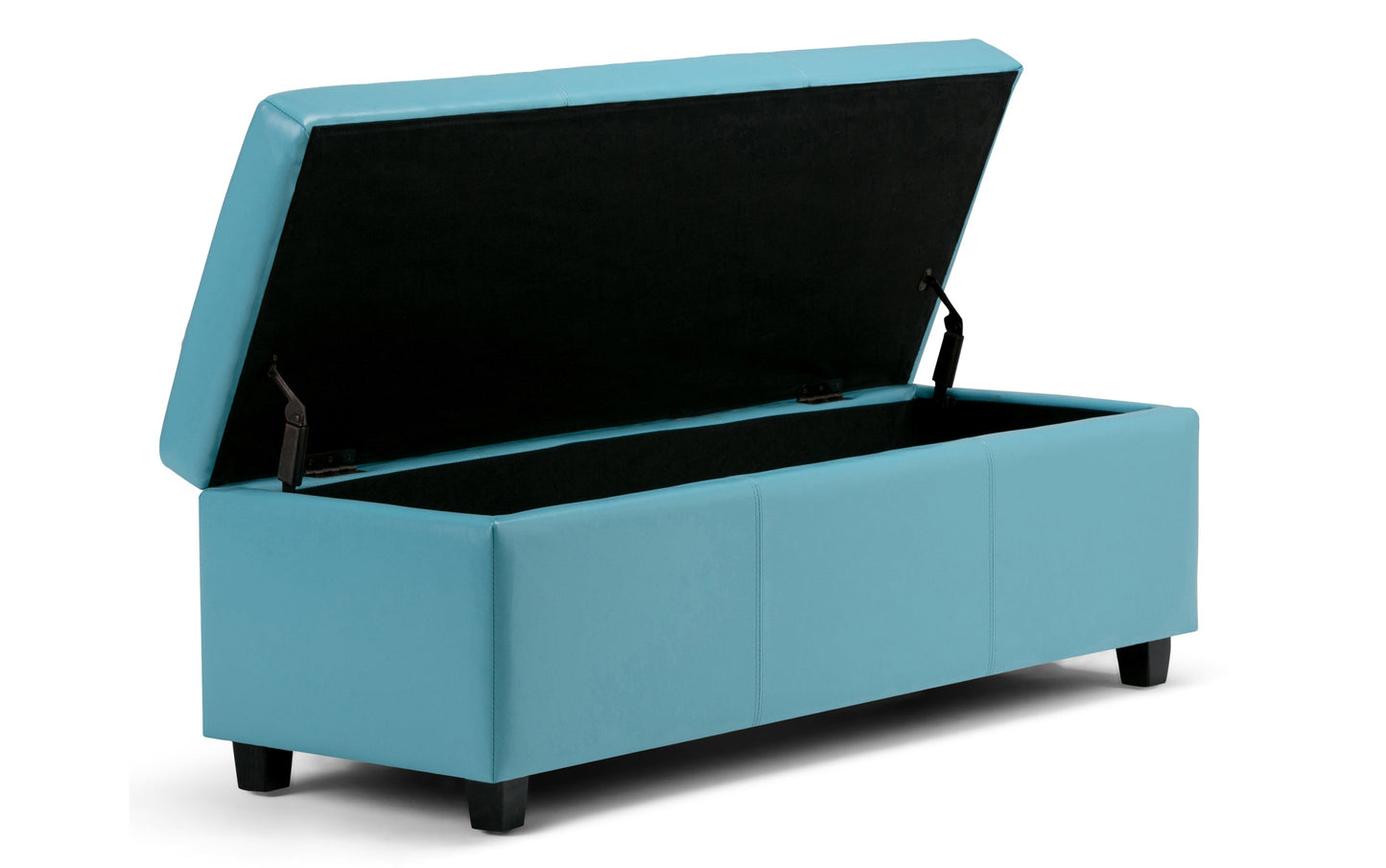 Soft Blue Vegan Leather | Avalon Storage Ottoman in Vegan Leather