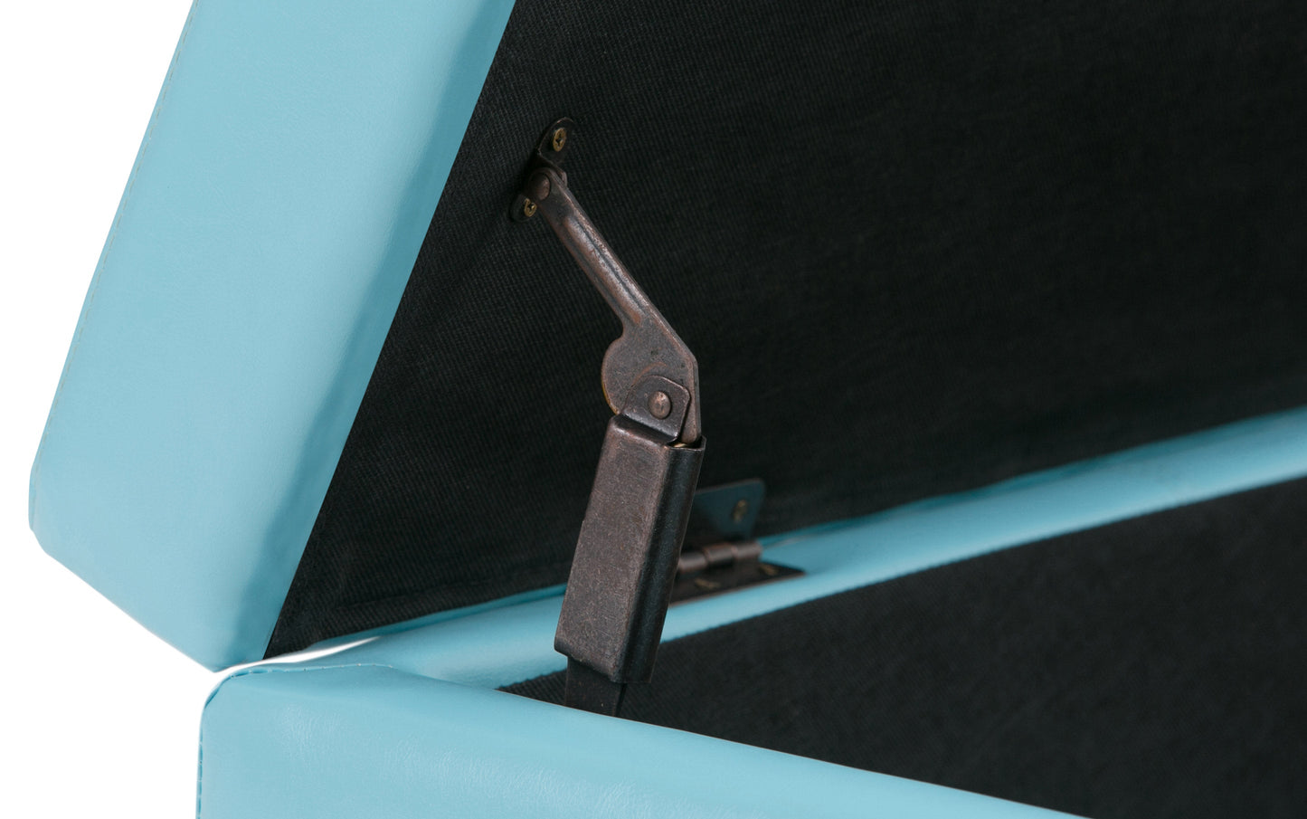 Soft Blue Vegan Leather | Avalon Storage Ottoman in Vegan Leather