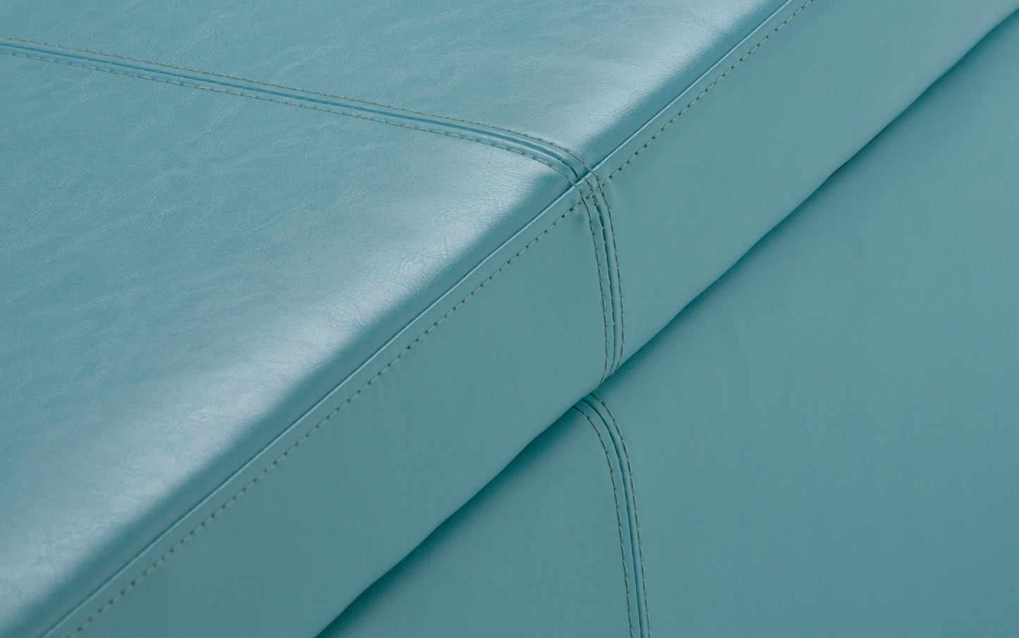 Soft Blue Vegan Leather | Avalon Storage Ottoman in Vegan Leather