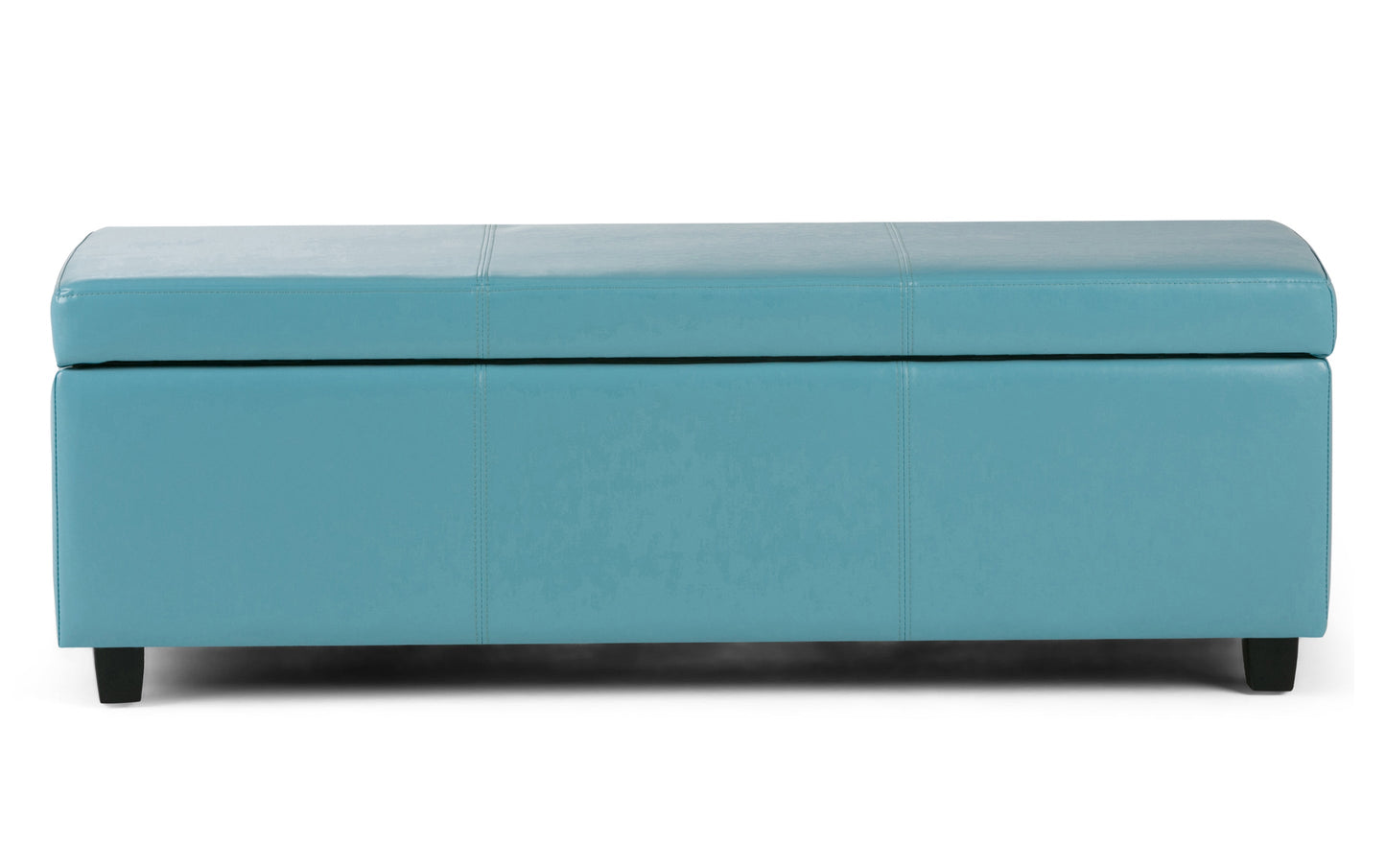 Soft Blue Vegan Leather | Avalon Storage Ottoman in Vegan Leather