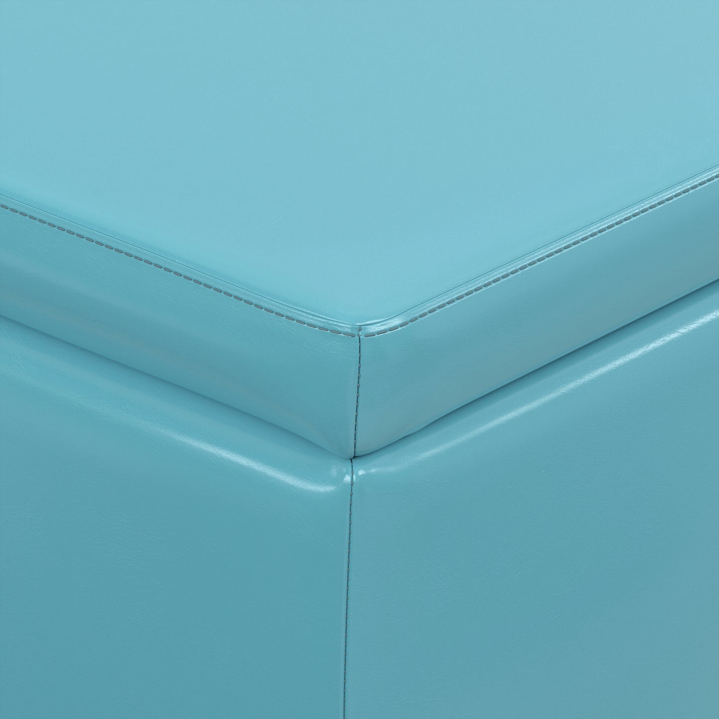 Soft Blue Vegan Leather | Avalon Storage Ottoman in Vegan Leather