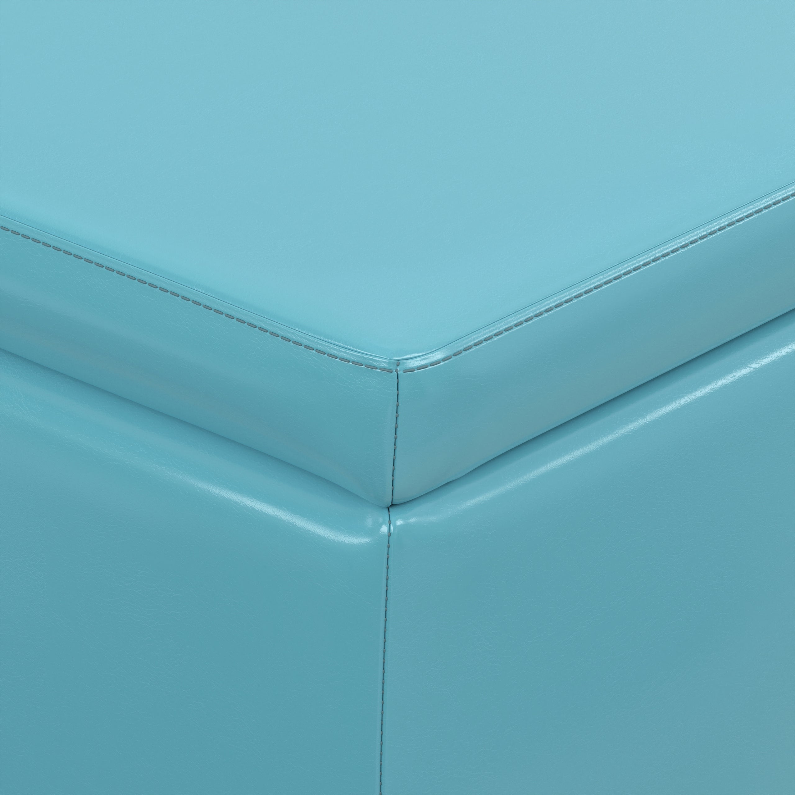 Soft Blue Vegan Leather | Avalon Storage Ottoman in Vegan Leather