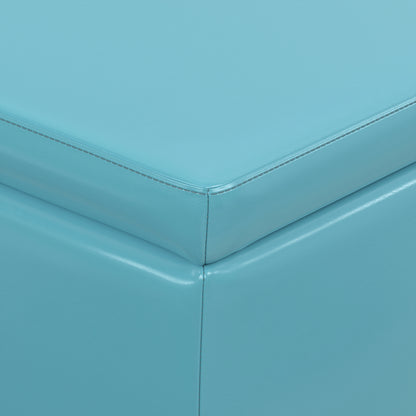 Soft Blue Vegan Leather | Avalon Storage Ottoman in Vegan Leather