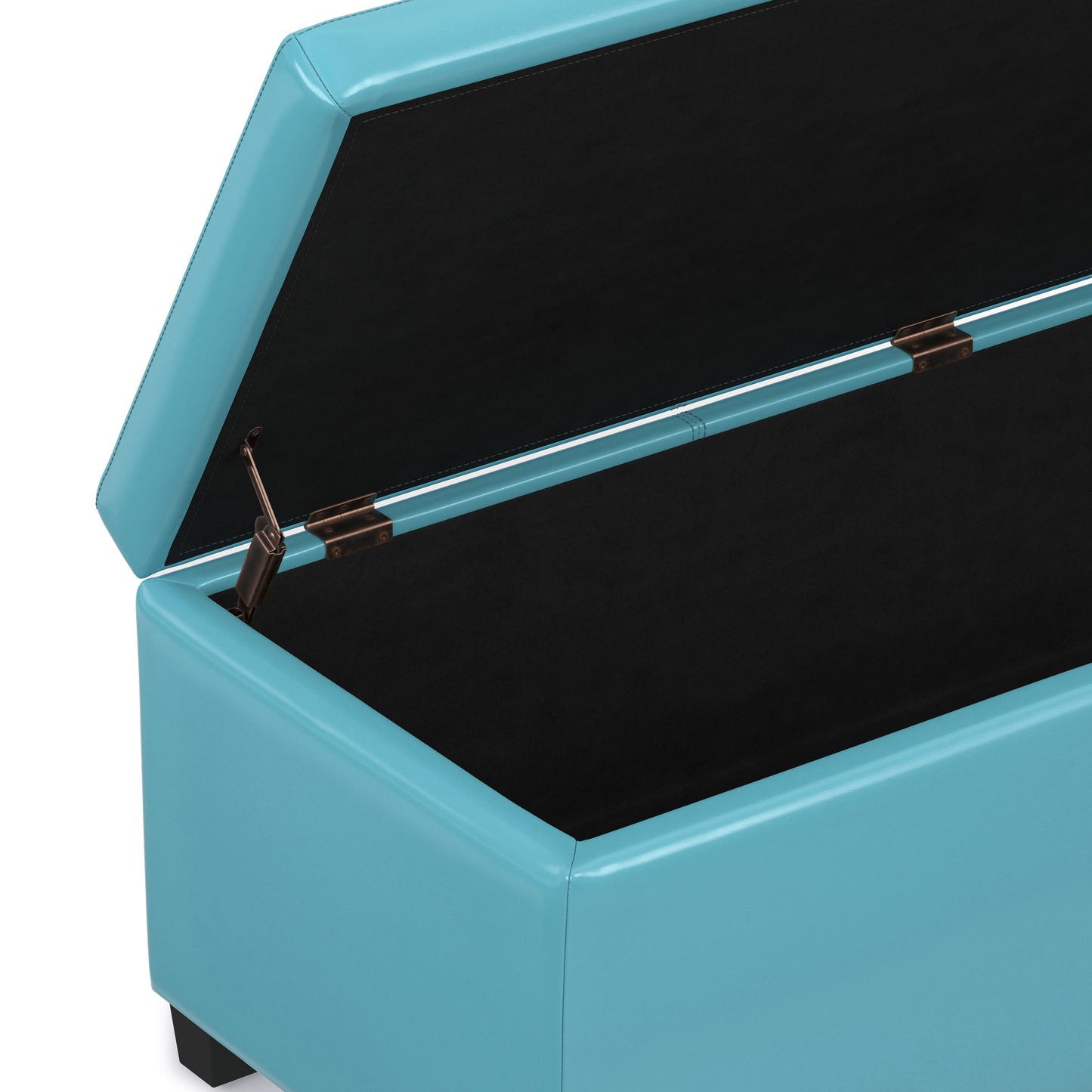 Soft Blue Vegan Leather | Avalon Storage Ottoman in Vegan Leather