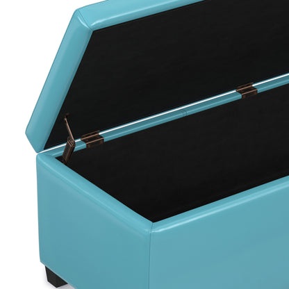 Soft Blue Vegan Leather | Avalon Storage Ottoman in Vegan Leather