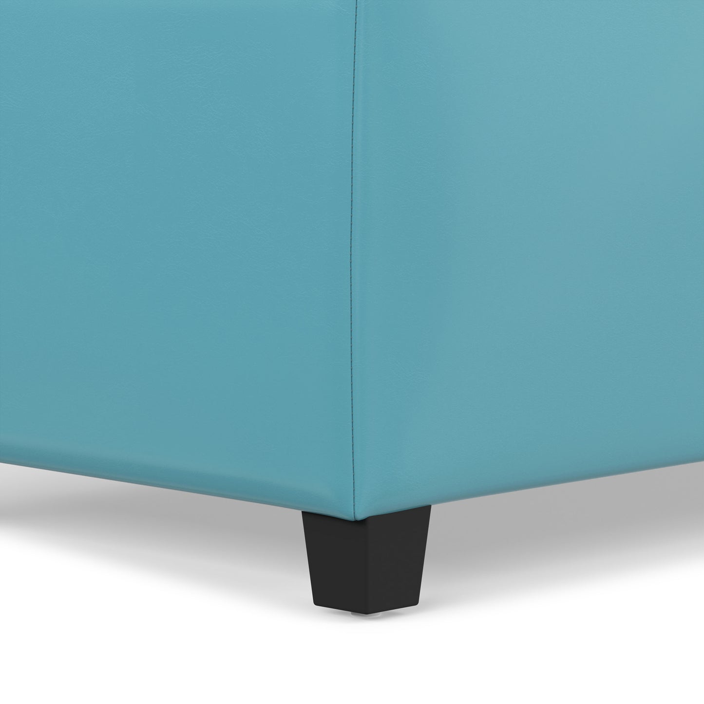 Soft Blue Vegan Leather | Avalon Storage Ottoman in Vegan Leather