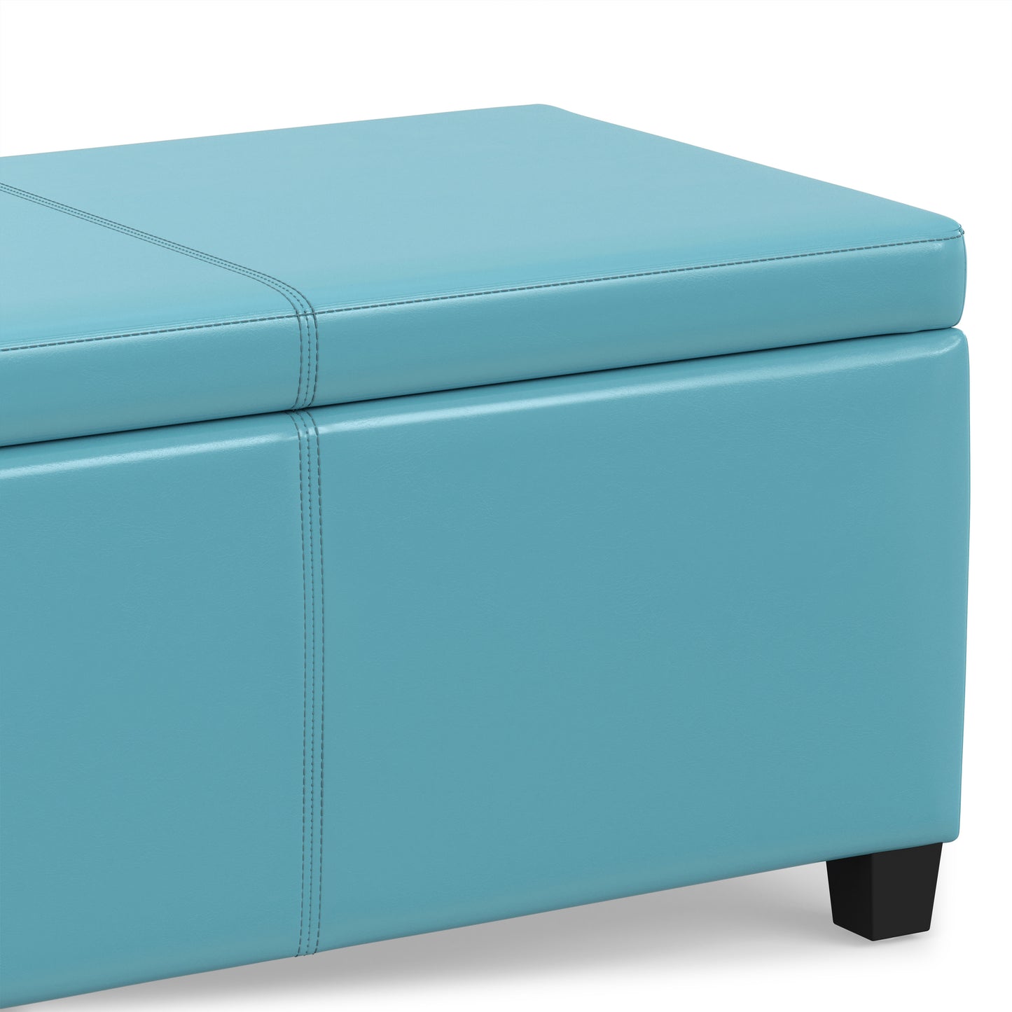 Soft Blue Vegan Leather | Avalon Storage Ottoman in Vegan Leather