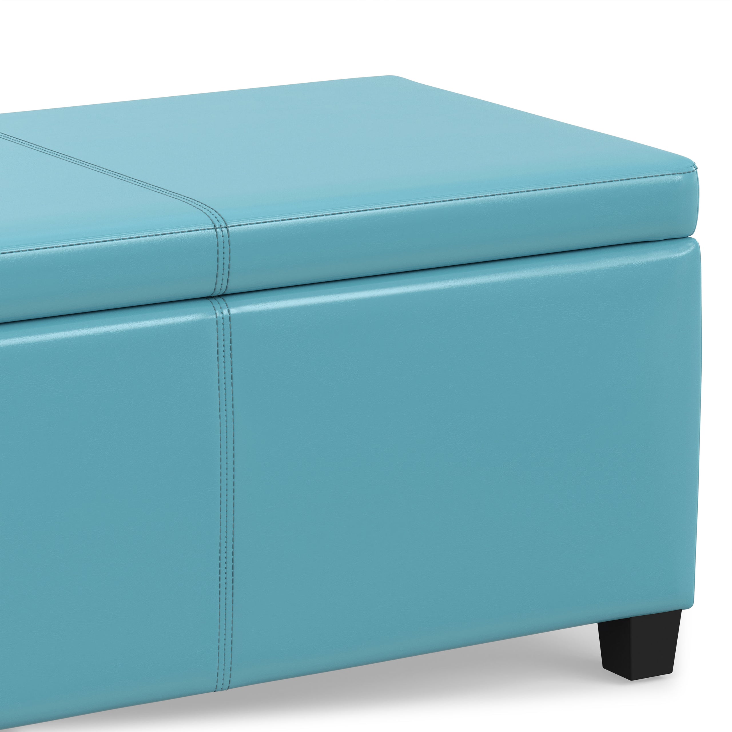 Soft Blue Vegan Leather | Avalon Storage Ottoman in Vegan Leather
