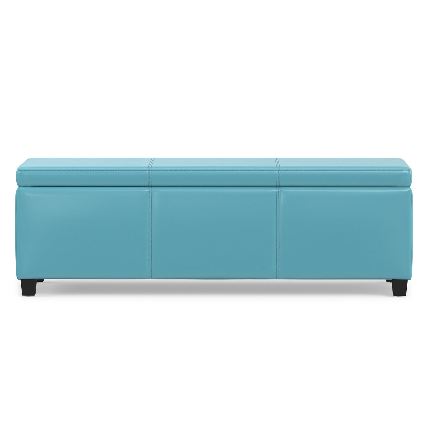 Soft Blue Vegan Leather | Avalon Storage Ottoman in Vegan Leather