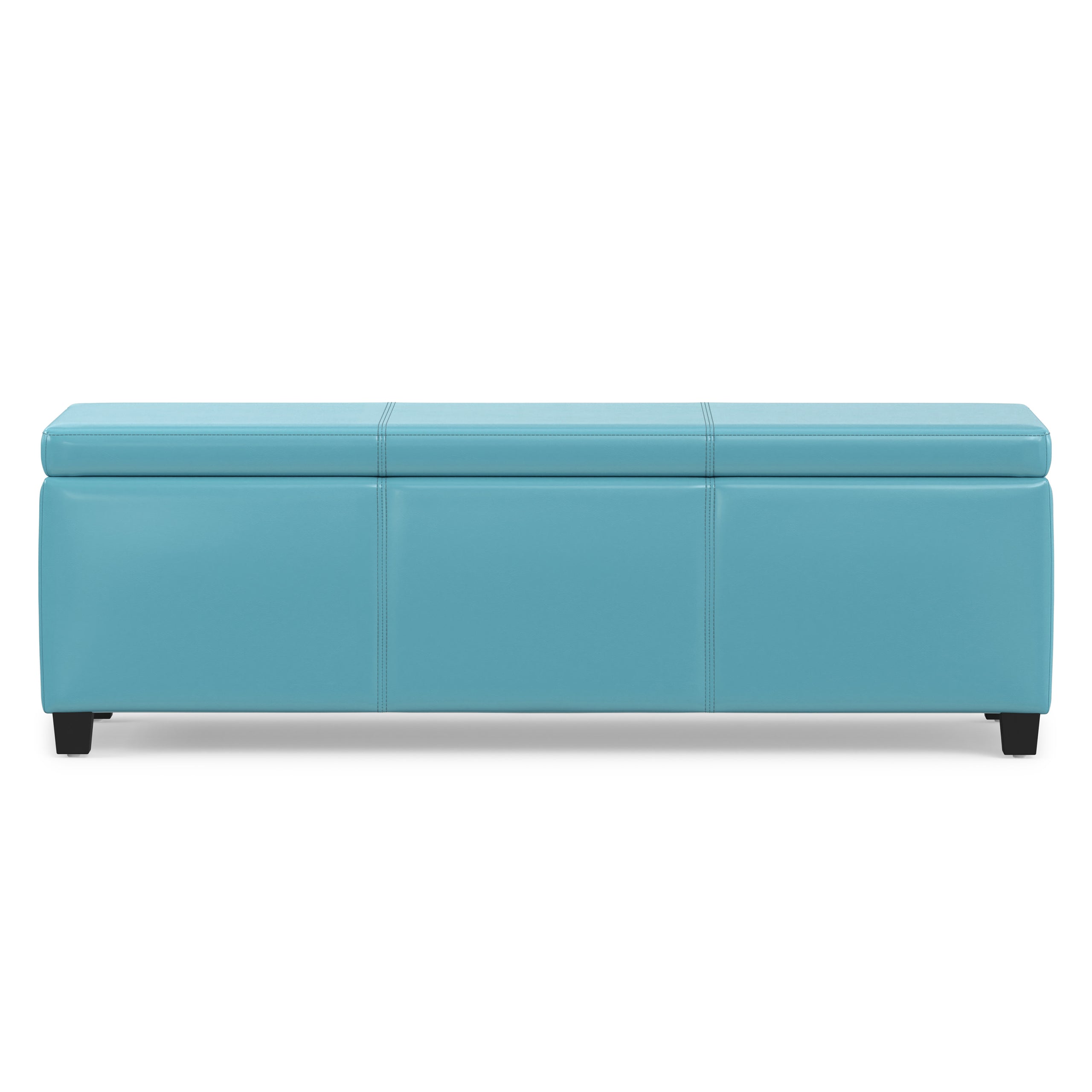 Soft Blue Vegan Leather | Avalon Storage Ottoman in Vegan Leather