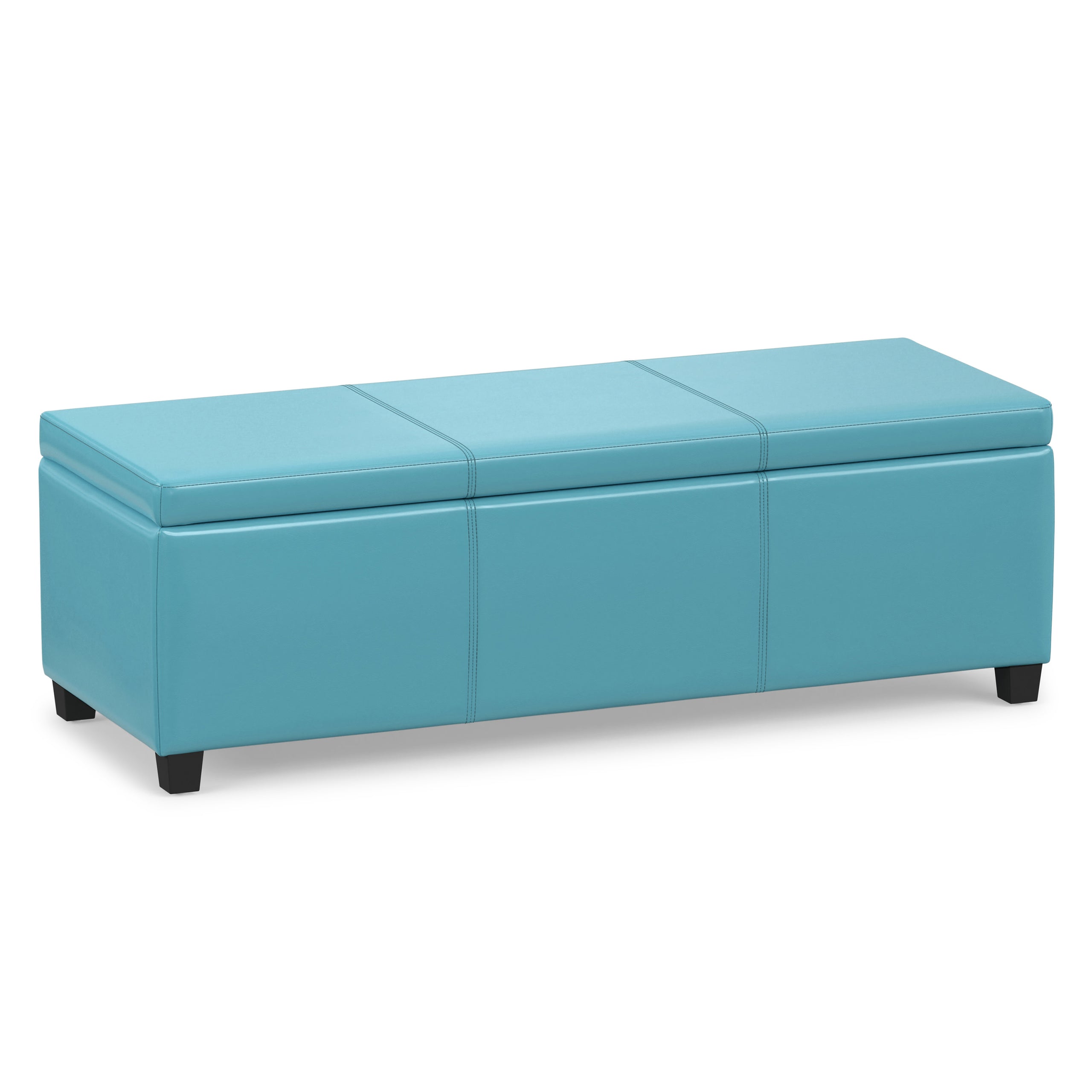 Soft Blue Vegan Leather | Avalon Storage Ottoman in Vegan Leather