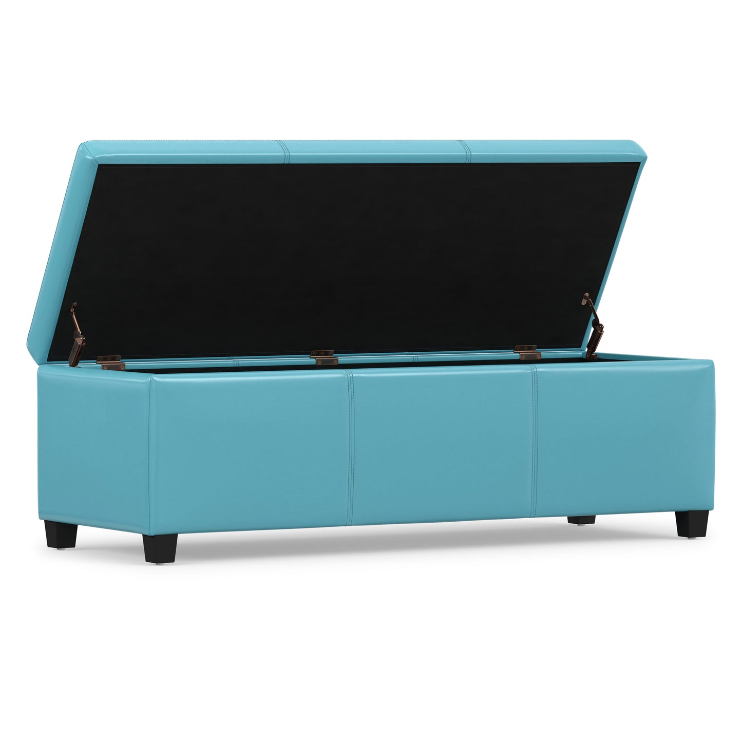 Soft Blue Vegan Leather | Avalon Storage Ottoman in Vegan Leather