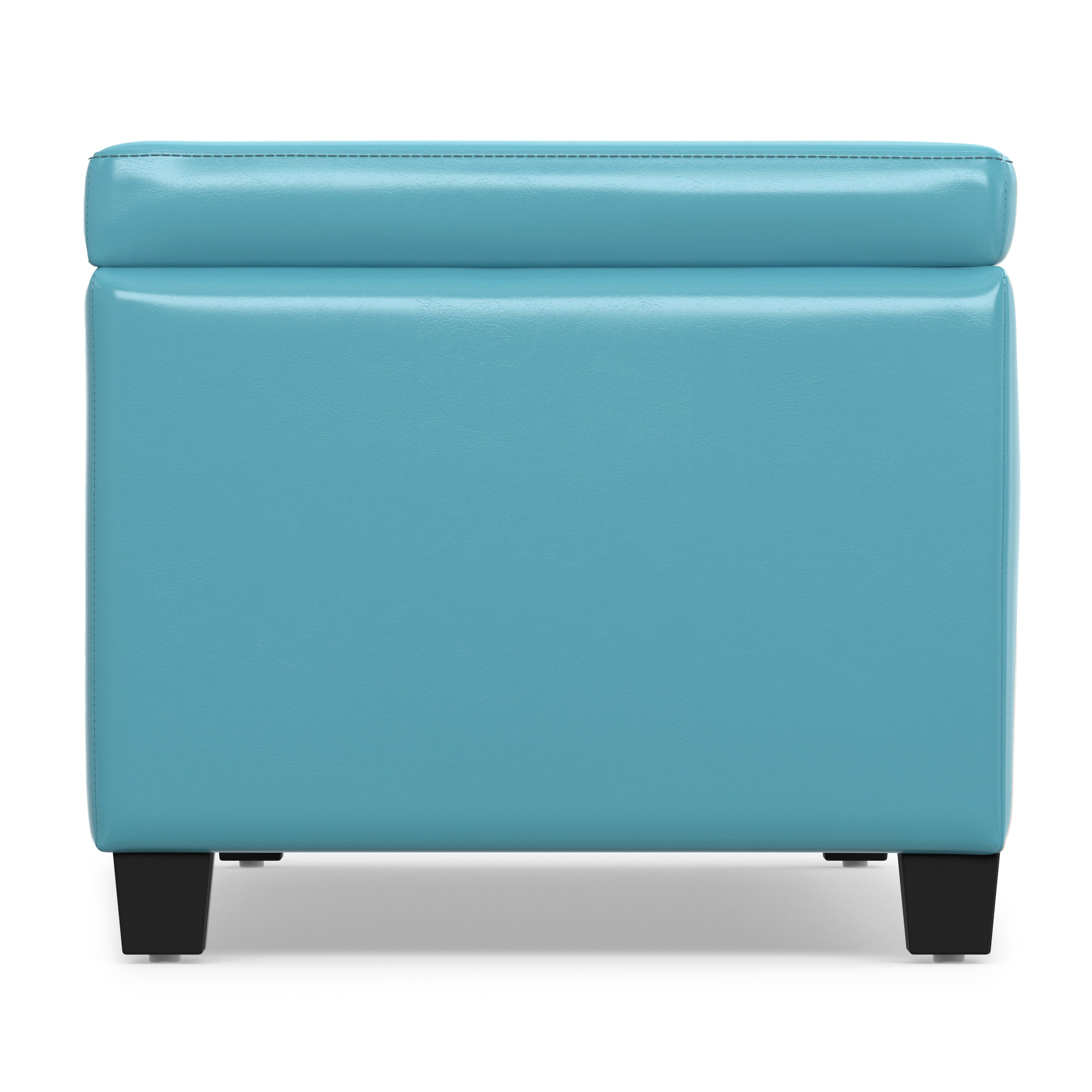 Soft Blue Vegan Leather | Avalon Storage Ottoman in Vegan Leather