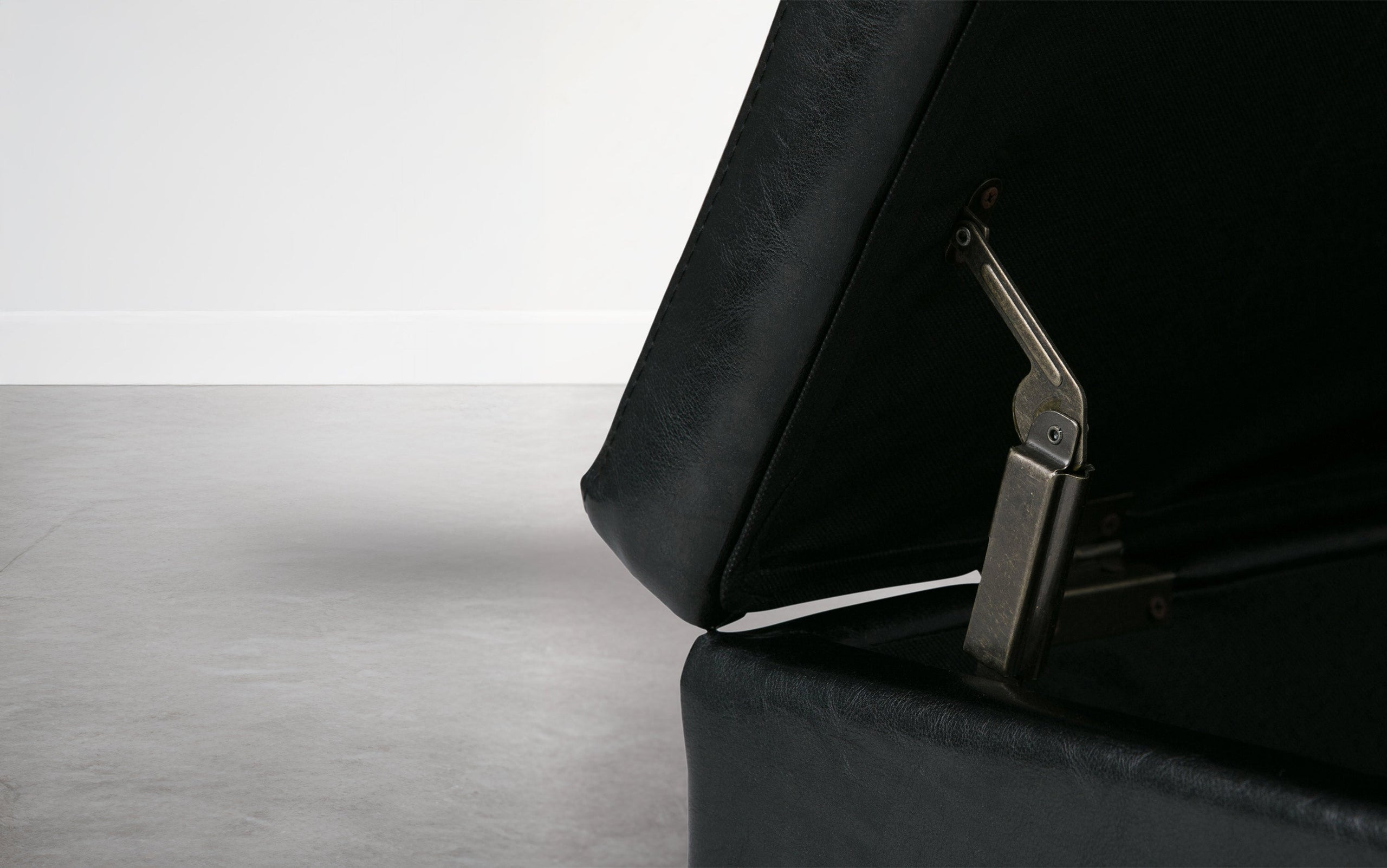 Carbon Black Vegan Leather | Avalon Storage Ottoman Bench in Carbon Black