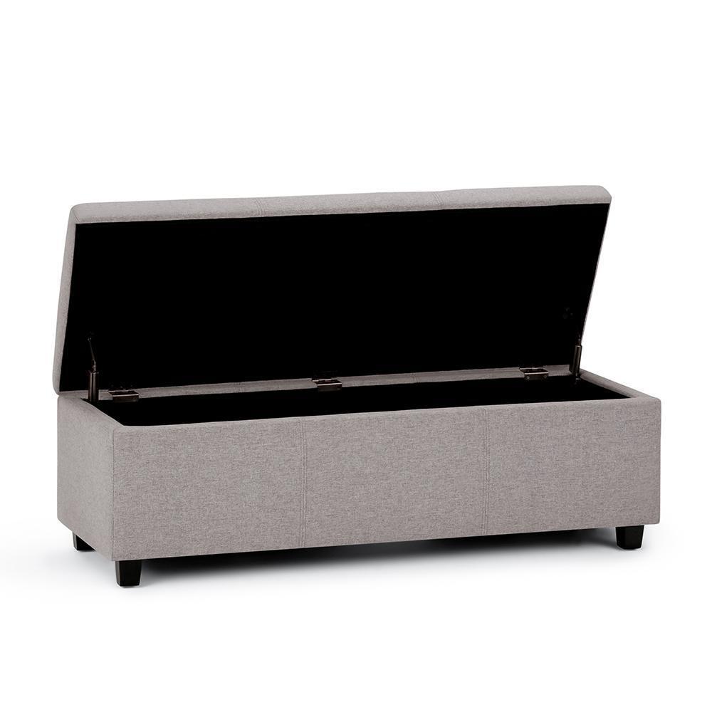 Cloud Grey Linen Style Fabric | Avalon Storage Ottoman in Linen