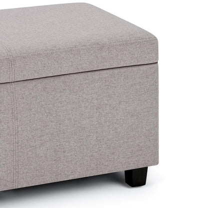 Cloud Grey Linen Style Fabric | Avalon Storage Ottoman in Linen