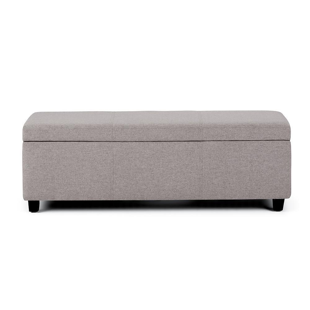 Cloud Grey Linen Style Fabric | Avalon Storage Ottoman in Linen