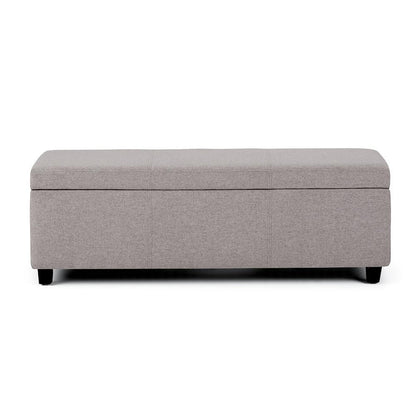 Cloud Grey Linen Style Fabric | Avalon Storage Ottoman in Linen
