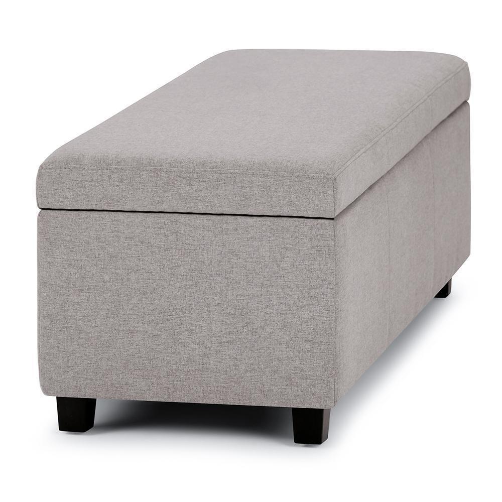 Cloud Grey Linen Style Fabric | Avalon Storage Ottoman in Linen
