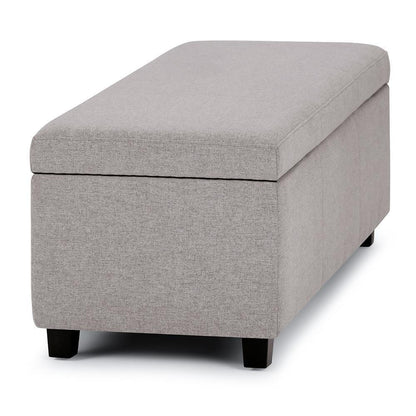 Cloud Grey Linen Style Fabric | Avalon Storage Ottoman in Linen