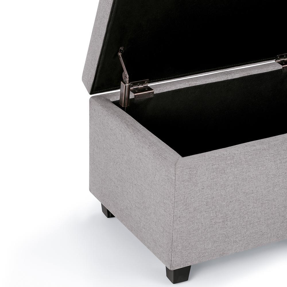 Cloud Grey Linen Style Fabric | Avalon Storage Ottoman in Linen