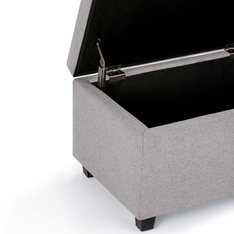 Cloud Grey Linen Style Fabric | Avalon Storage Ottoman in Linen