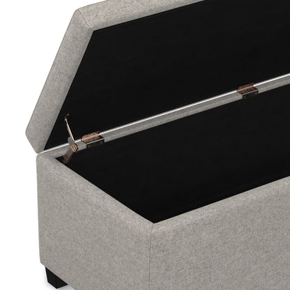Cloud Grey Linen Style Fabric | Avalon Storage Ottoman in Linen