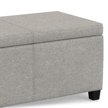 Cloud Grey Linen Style Fabric | Avalon Storage Ottoman in Linen