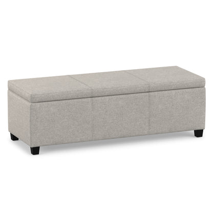 Cloud Grey Linen Style Fabric | Avalon Storage Ottoman in Linen