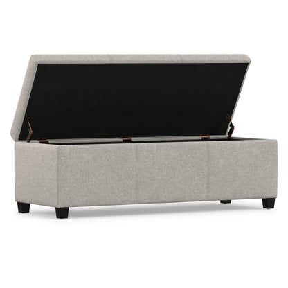 Cloud Grey Linen Style Fabric | Avalon Storage Ottoman in Linen