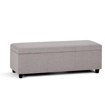 Cloud Grey Linen Style Fabric | Avalon Storage Ottoman in Linen