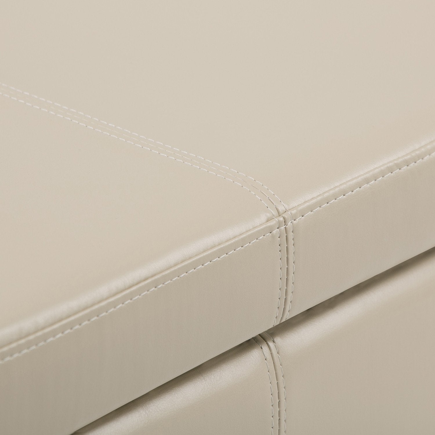 Satin Cream Vegan Leather | Avalon Vegan Leather Storage Ottoman